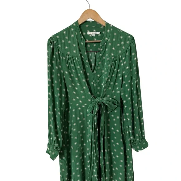 BODEN Green Wrap Long Sleeve Belted Midi Dress - Picture 3 of 6